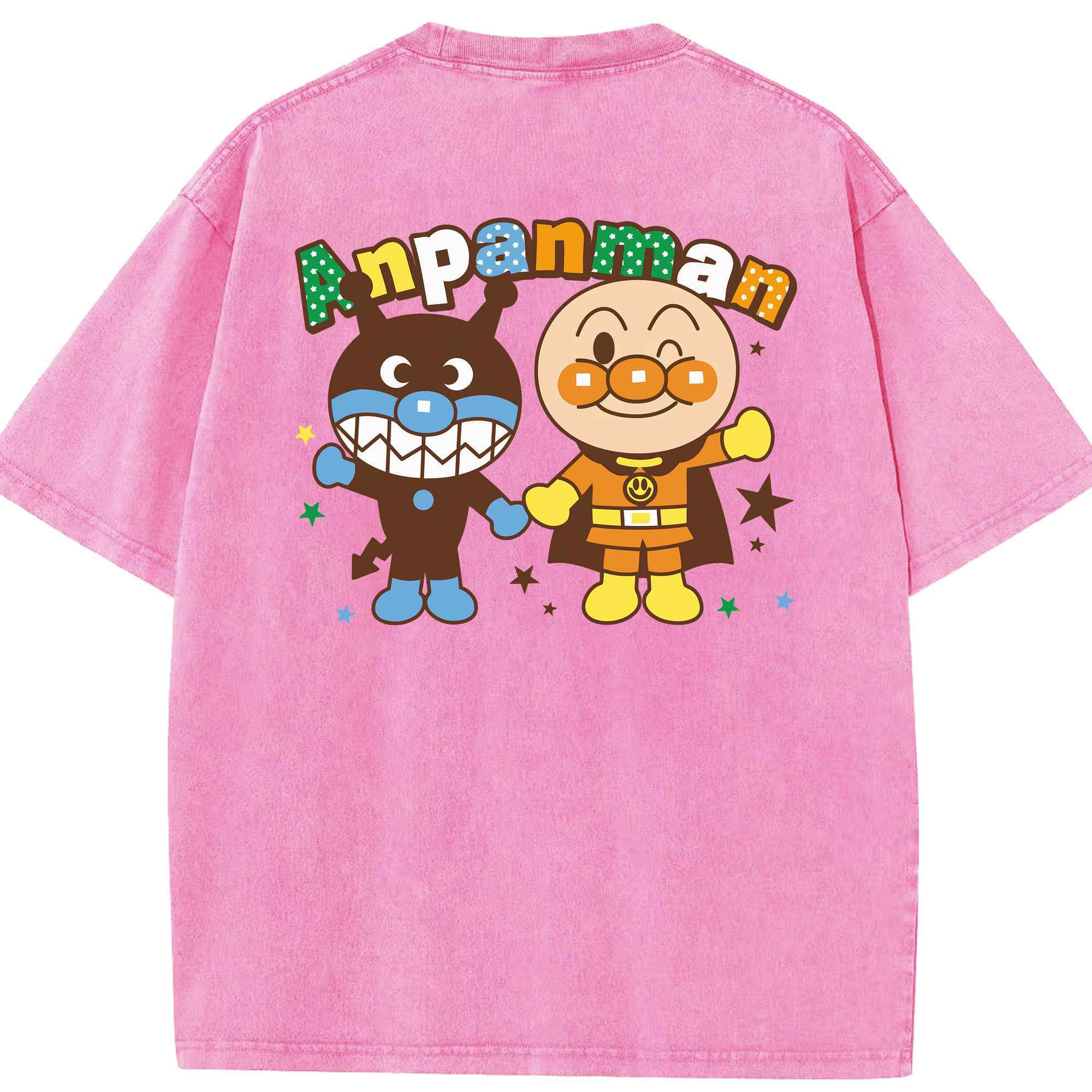 （画像用） アンパンマン Anpanman 綿100% ヴィンテージ風 半袖Tシャツ（背面プリント）